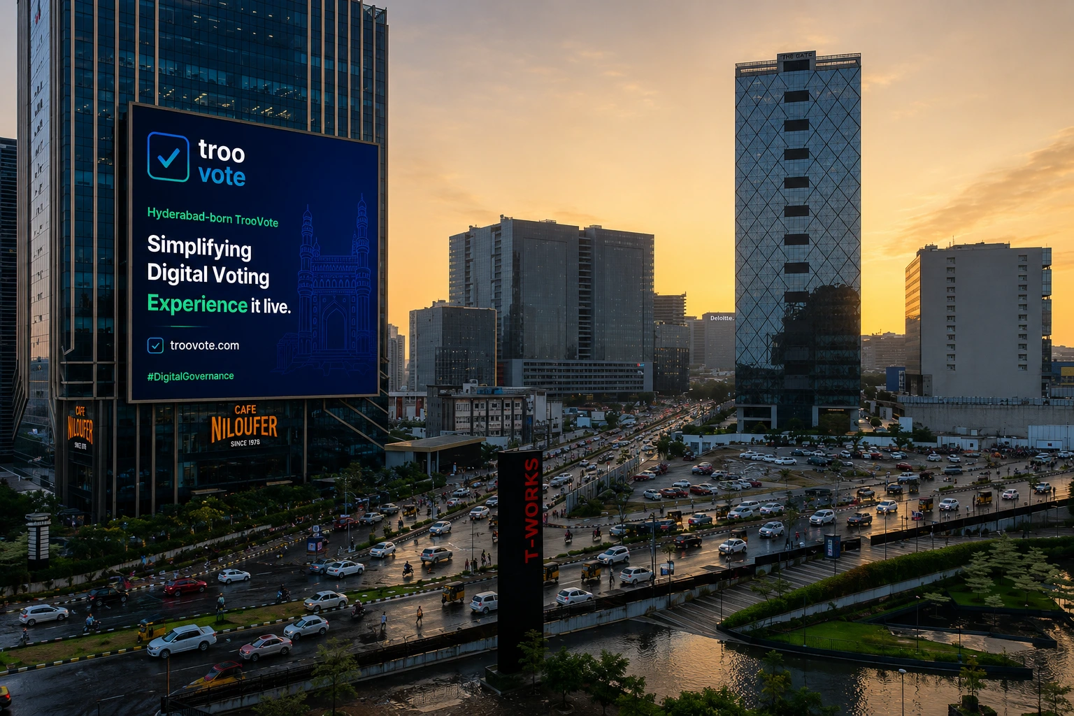 TrooVote billboard at HITEC City, Hyderabad